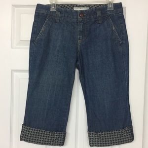 Tommy Hilfiger Classic Houndstooth Cuffed Jeans Denim Capris Sz 8